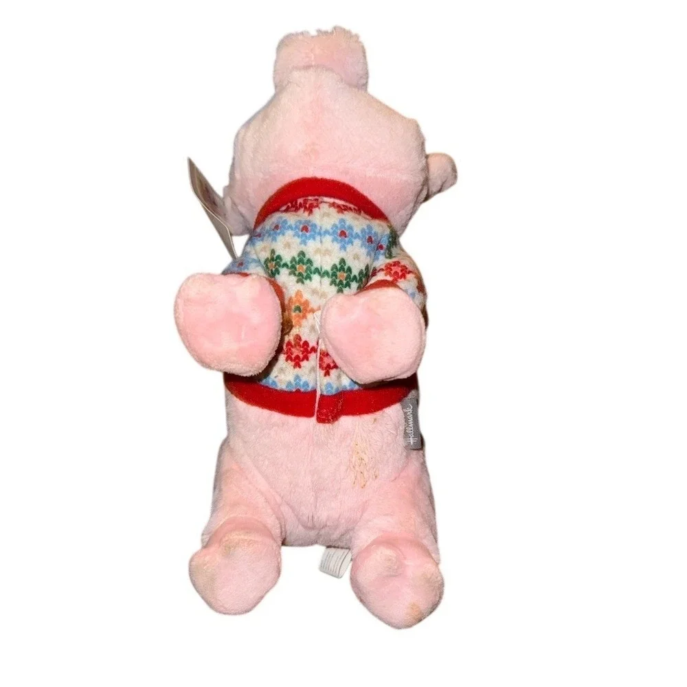 Hallmark Gund Plush Pink Pig Santa Hat Fair Isle Sweater 12in‎ Christmas tested